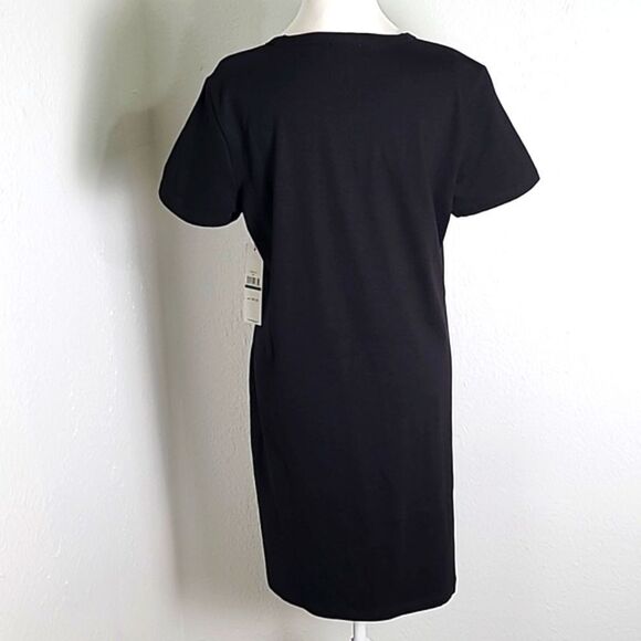 Calvin Klein Black T-Shirt Dress Leopard CK Logo on the Front, Size Large, NWT - Picture 6 of 11